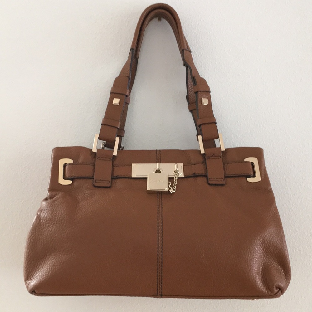 Calvin Klein Leather Brown Satchel / Shoulder Bag